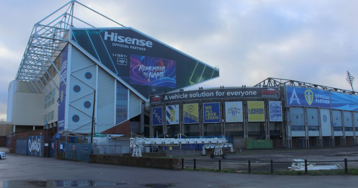 Elland Road stadium exterior, where Leeds host Manchester United on Sunday