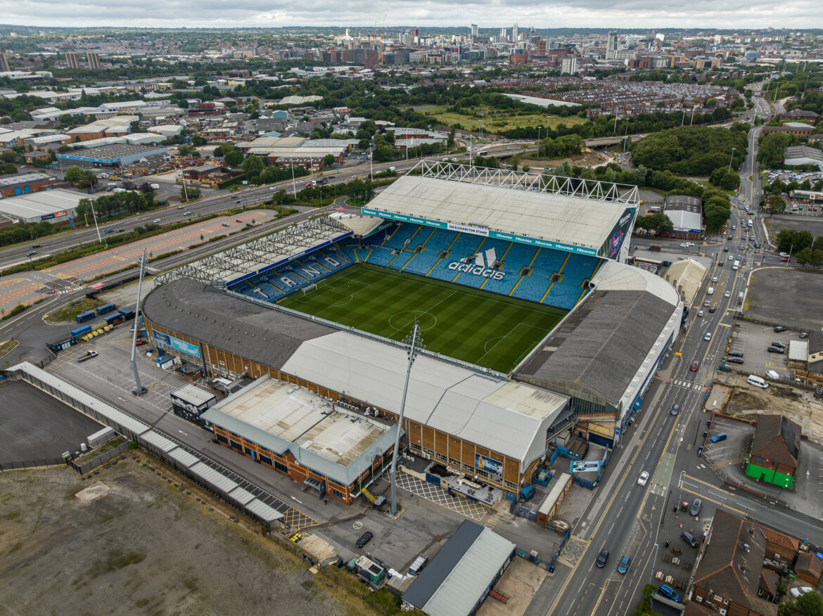elland-road-aerial-2023-hd Aerial view of Elland Road, the Leeds United club ground and its stands