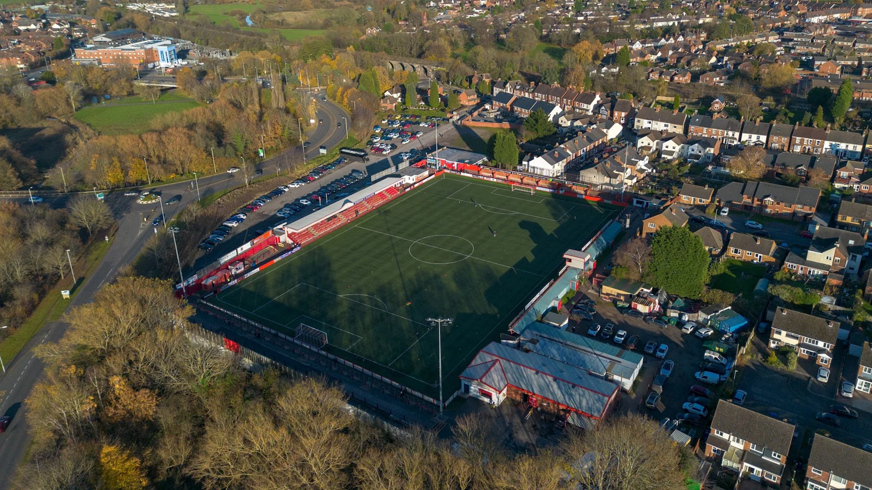 Aerial view of The Lamb Ground in Tamworth